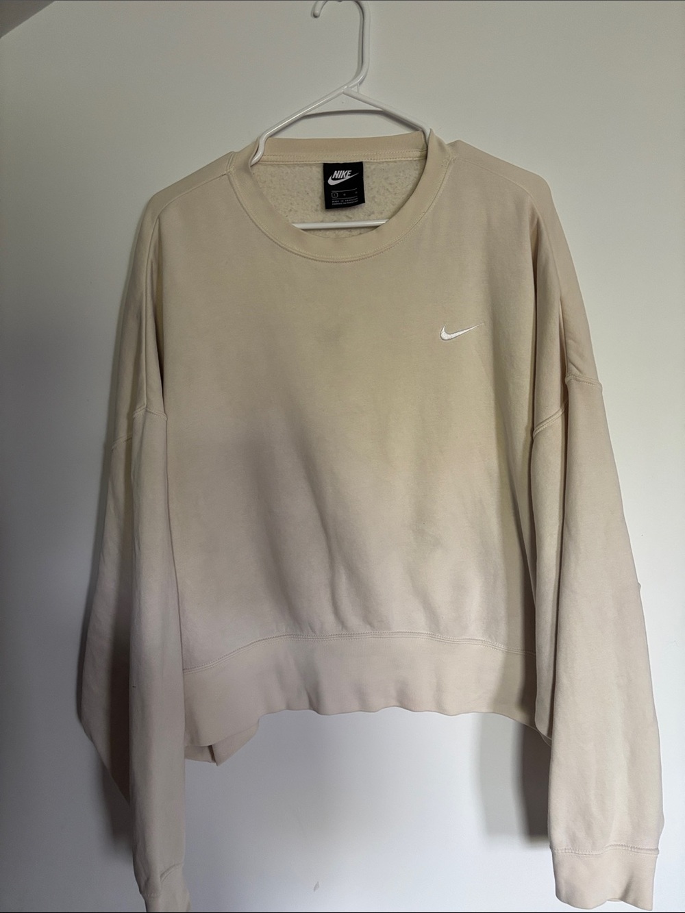 Nike Beige Crewneck Sweatshirt with White Swoosh